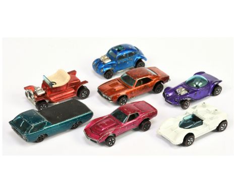 Mattel Hot Wheels Redline unboxed group to include Custom Camaro - red, Deora - green, Custom Volkswagen - blue with sunroof,