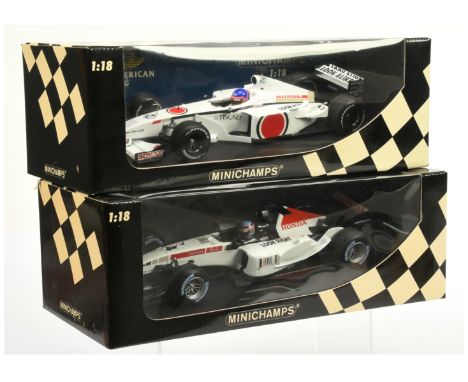 Minichamps 1/18 scale pair (1) 100050074 B.A.R Honda Showcar 2005 - T. Sato (2) 180010079 B.A.R F1 - J. Villeneuve -&nbsp; Ne