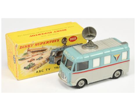 Dinky 988 ABC TV Transmitter Van - light blue &amp; light grey body, Supertoy hubs, complete with original but glue repaired 