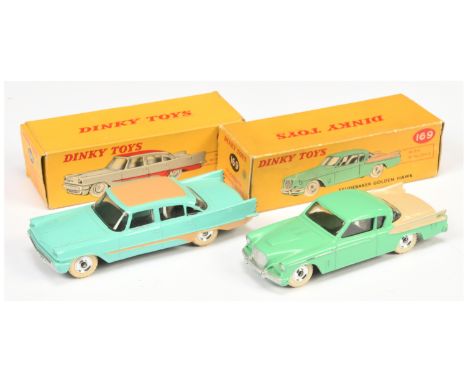 &nbsp;Dinky Pair of American Cars both with spun hubs &amp; white tyres. (1) 169 Studebaker Golden Hawk - light green body wi