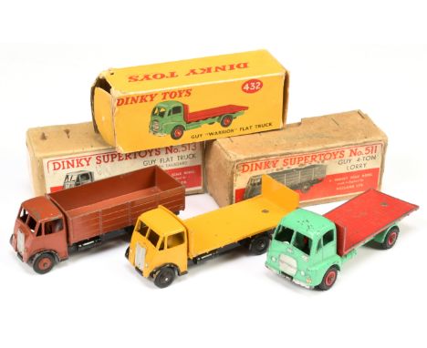 Dinky Group of Commercial Vehicles - Including (1) 432 Guy "warrior" Flat Truck - &nbsp;light green cab and chassis, red rear
