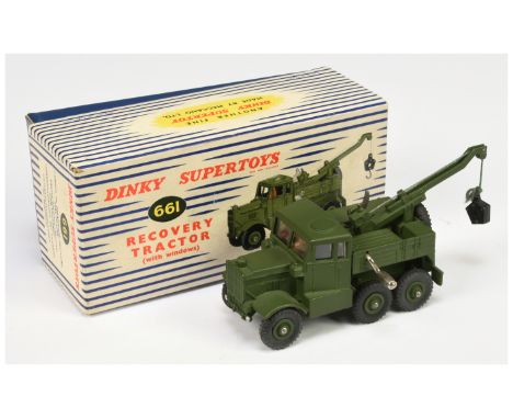 Dinky 661 Scammel Recovery Tractor (with windows) - military green body &amp; Supertoy hubs, with windows fitted, complete wi