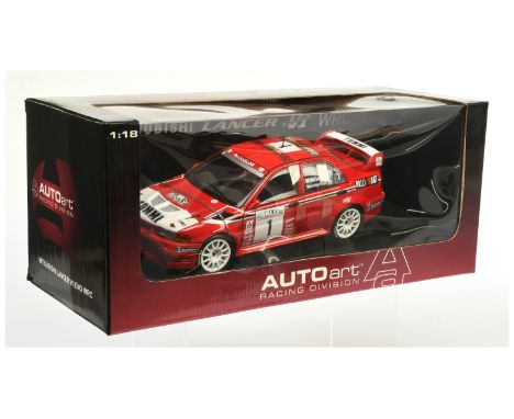 Autoart 8941 1/18th scale Mitsubishi Lancer Evolution V1WRC - red, white trim, racing number 1, Makinen/Mannisenmaki - Mint i