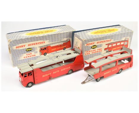 Dinky (1) 984 Car Carrier "Dinky Auto Service" - red body with light grey decks &amp; Supertoy hubs - Excellent in Fair box c