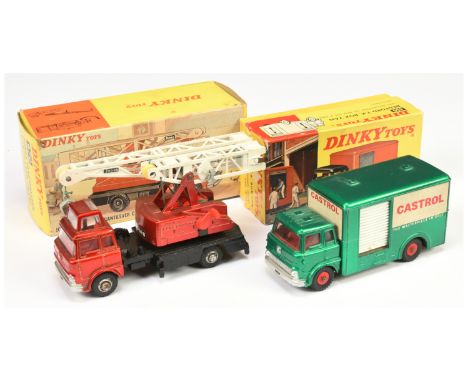 Dinky Pair of Commercial Vehicles - (1) 450 Bedford TK "Castrol" Van - metallic green body, white opening rear and side doors