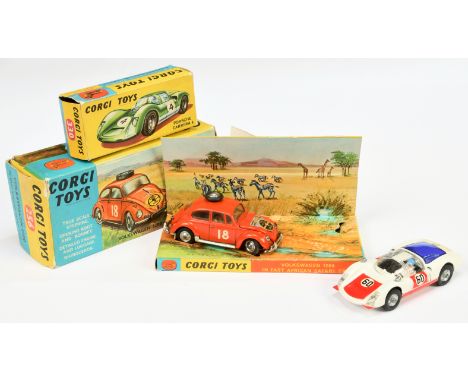 Corgi 256 Volkswagen Beetle "East African Safari" Rally Car - dull orange body, brown LHD interior, spun hubs - Good Plus (ro