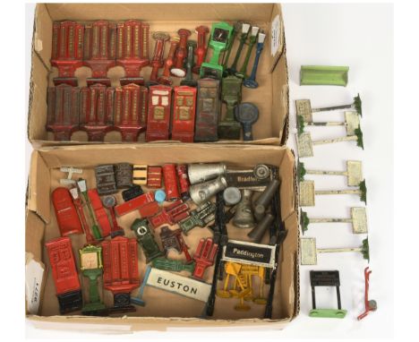 John Hill, Britains &amp; other similar manufacturers, large group of Railway Accessories in various scales - to include Plat