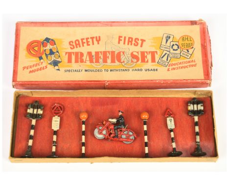 B.H.L. Series "Safety First Traffic Set" - Good to Good Plus, still factory strung onto original backing card, in Fair sun fa
