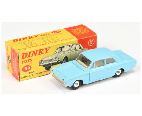 Dinky 130 Ford Consul Corsair - light blue, ivory interior, mat black base, spun hubs - Excellent with some small paint chips