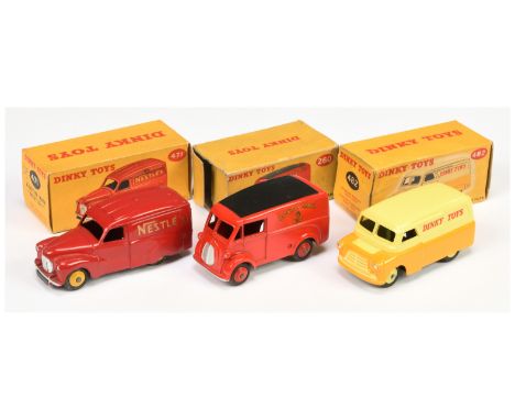 Dinky Group of Commercial Vehicles - Including (1) 260 Morris Royal Mail Van - red body with matt black roof panel, red ridge