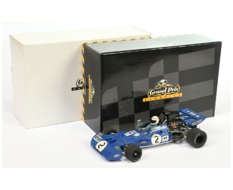 Exoto Grand Prix Classics 1/18th Scale Tyrrell Ford 003, blue with racing No.2, Jackie Stewart, with driver figure - Excellen