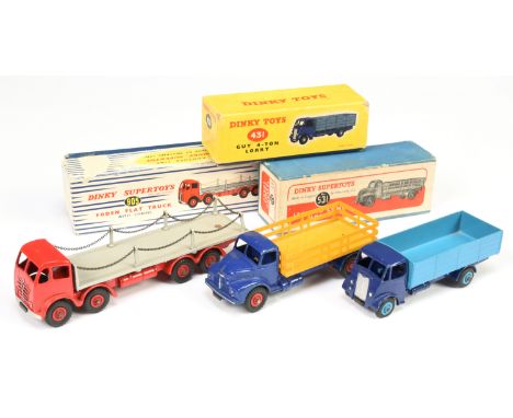 Dinky Group of Commercial Vehicles - to include (1) 431Guy 4-ton Lorry (type 2) - two-tone blue body and rear back, Supertoy 