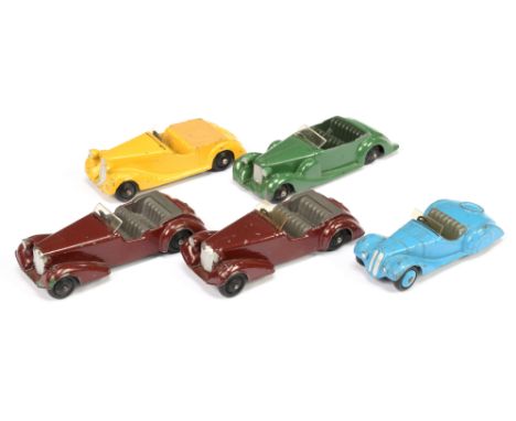 Dinky Group of post-war vehicles - to include (1) 38C Lagonda - green, dark green interior, black ridged hubs, smooth tyres; 