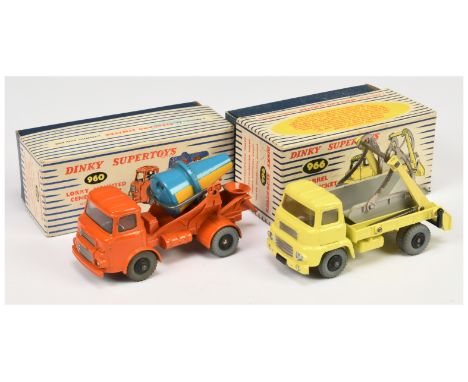 Dinky Pair of Construction Vehicles - (1) 960 Albion Chieftain Concrete Mixer- orange cab &amp; chassis, mid-blue barrel with