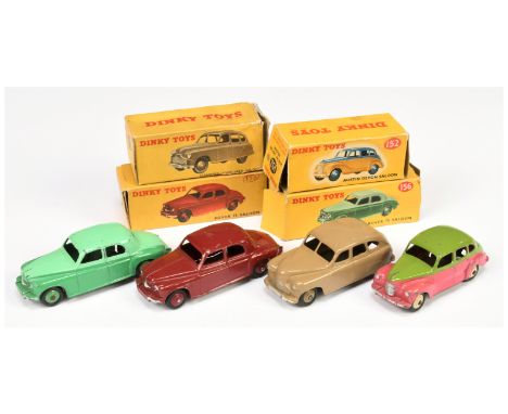 Dinky Group of 1950's Issue British Cars. (1) 152 Austin Devon Saloon - two-tone cerise &amp; green, beige hubs; (2) 153/40E 