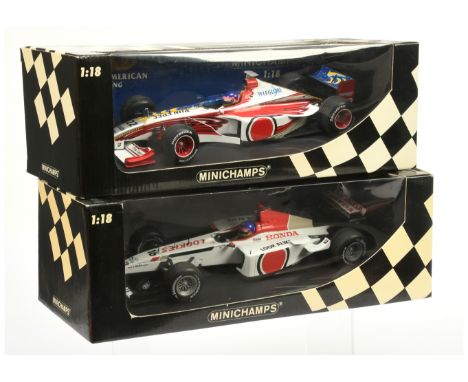 Minichamps 1/18 scale pair (1) 180990022 B.A.R 01 - J. Villeneuve (2) 100030086 B.A.R Honda 2003 Show Car - J. Villeneuve - N