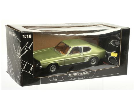 Minichamps 1/18th Scale180089000 Ford Capri in metallic light green (1969) - Mint in a Good Plus window box.