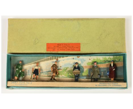 Dinky Toys Hornby O Gauge Pre-War small Lineside Figure Set No.3 Railway Passengers - condition varies from Fair to Excellent