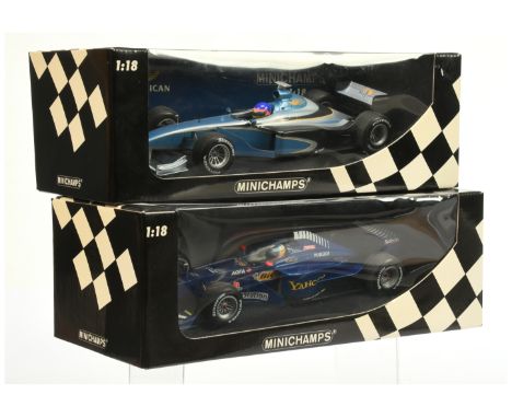 Minichamps 1/18 scale pair (1) 180990120 B.A.R Supertec Testcar 1999 - J. Villeneuve (2) 180000015 Prost Peugeot AP03 - N. He