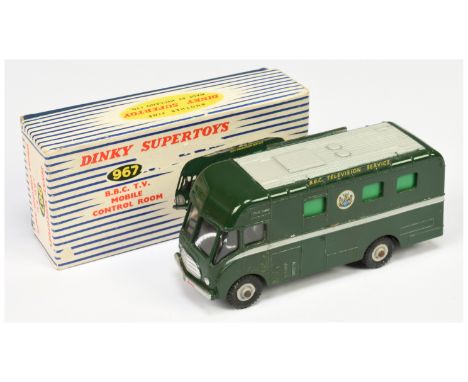 Dinky 967 BBC TV Mobile Control Room - dark green body with light grey roof panel &amp; side stripes, light grey Supertoy hub