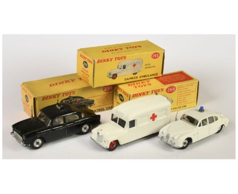 Dinky Group of Emergency Service Vehicles - Including (1) 253 Daimler Ambulance - matt white body, with windows fitted; (2) 2