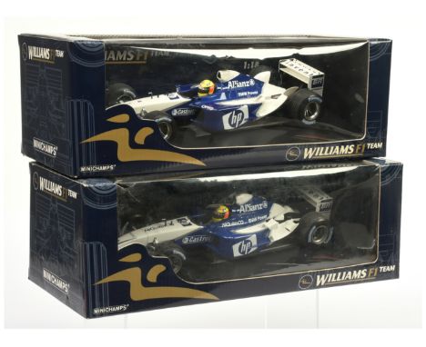 Minichamps 1/18 scale pair (1) 100030004 Williams F1 BMW FW25 - R. Schumacher (2) 100030094 similar but Showcar 2003 - Near M