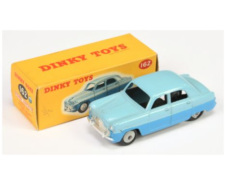 Dinky 162 Ford Zephyr Saloon - two-tone blue body, light grey ridged hubs - Near Mint in Good Plus crisp but just a little di