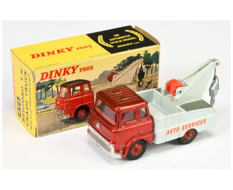 Dinky 434 Bedford T.K Crash Wreck Truck - &nbsp;metallic red cab with red interior, light grey rear body &amp; base, red plas