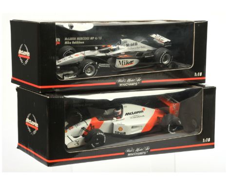 Minichamps 1/18 scale pair (1) 530921802 McLaren MP 4/7 1992 - G. Berger (2) 530001801 McLaren Mercedes Mp 4/15 - M. Hakkinen