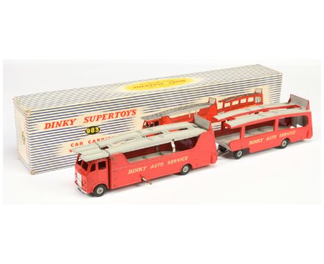 Dinky 983 Car Carrier with Trailer "Dinky Auto Service" - red body with light grey decks &amp; Supertoy hubs - Excellent in G