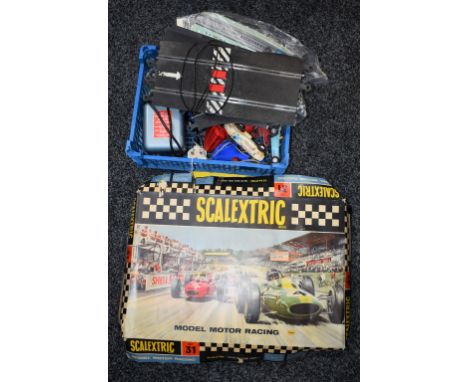A Scalextric Set 31, part set, including C72 green and white BRM, C86 red Porche; others, C16 Ferrari, C79 Offenhauser, assor