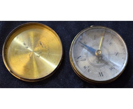 A 19th century brass travelling pocket compass