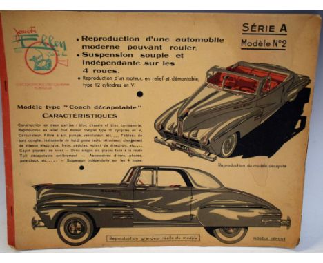 Automobilia - Jouets Ellen Serie A Modele No. 2 Continental Convertible Lincoln cardboard model 'cut-out', printed in colour,