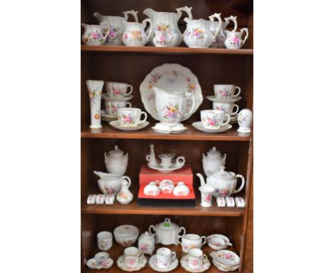 A Royal Crown Derby Posies pattern tea set for six; others, a graduated set of eight jugs; trinket dishes, others Pinxton ros