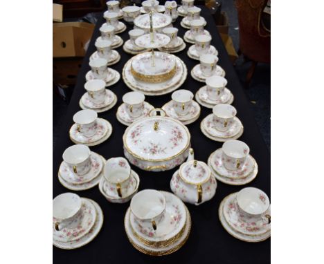 Ceramics - Paragon Victoria Rose table and teaware including cups, saucers, side plates, teapot, covered serving dishes, oval