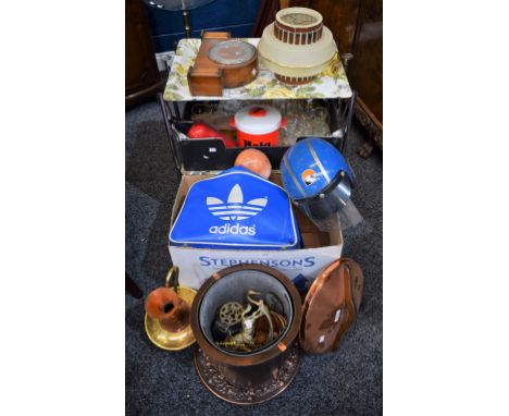 Vintage and Retro - a folding serving trolley; Adidas satchel; Kangol Colt open-faced motorcycle helmet; a Haig Scotch Whiske