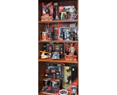 Star Wars - Episode I collectibles inc Lightsaber battle alarm clock, Darth Maul model, toothbrush holder, Darth Maul Rubik's