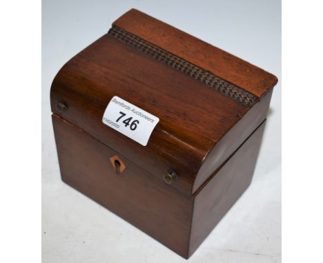 An early 19th century Dutch mahogany novelty tea caddy, in the form of a cylinder desk, c.1830