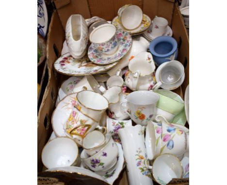 Ceramics - a set of three Royal Crown Derby Posie pattern graduated jugs; Wedgwood Jasperware, Staffordshire floral printed t