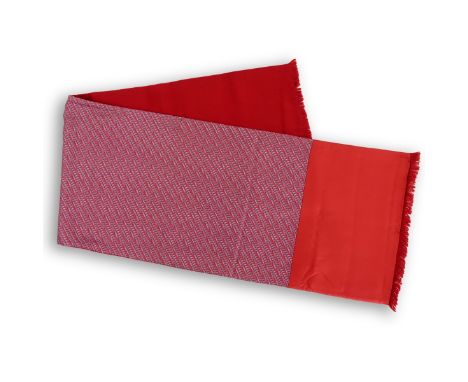 Hermes Red/Blue Silk and Angora Winter Scarf. Box included. Labeled appropriately. Measures 55" x 14". Domestic Shipping:&nbs