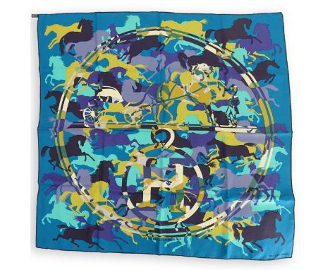 Hermes Ex Libris en Camouflage Twill Silk Scarf. Box included. Labeled appropriately. Measures 34-1/2" x 33". Domestic Shippi