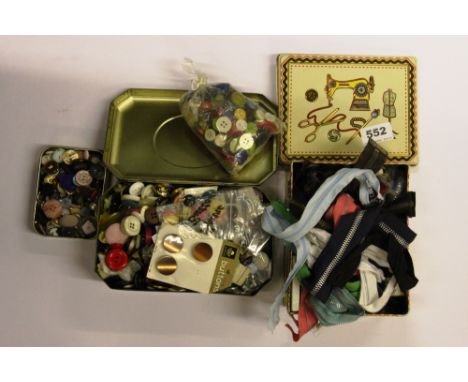 A quantity of vintage buttons, zips, etc.