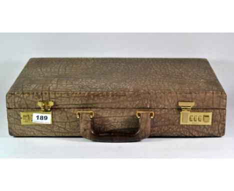 A vintage elephant leather gentleman's briefcase, 46 x 32 x 10cm.