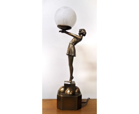 An Art Deco style lady lamp, H. 56cm.