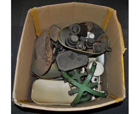 A large quantity of antique scales and weights.