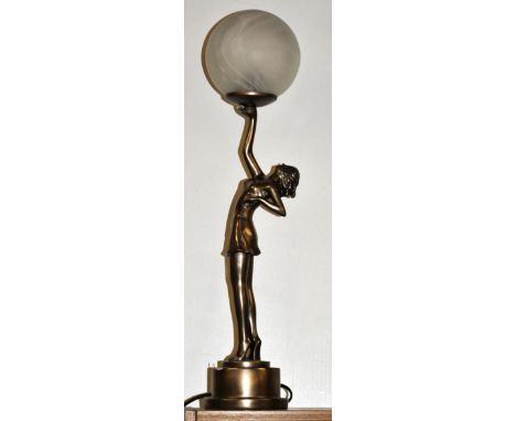 An Art Deco style lady lamp, H. 62cm.