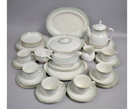 A Royal Doulton Berkshire Pattern Service to Comprise Large Plates, Lidded Tureen, Oval Meat Platter, Bowls, Sauce Boat and S