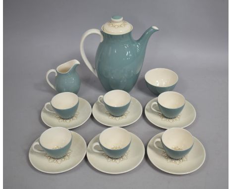 A Royal Doulton Desert Star Coffee Set to Comprise Coffee Pot, Six Cans and Saucers, Milk Jug and Sugar Bowl 