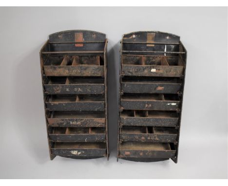 Two Vintage Metal Wall Hanging "Tiltrack" Storage Units, Each 63cm high