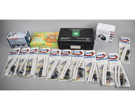 A Collection of Sundries to Include Vintage BMW First Aid Box with Contents, Robostop Lock, Flexi Handles, Media Streaming De